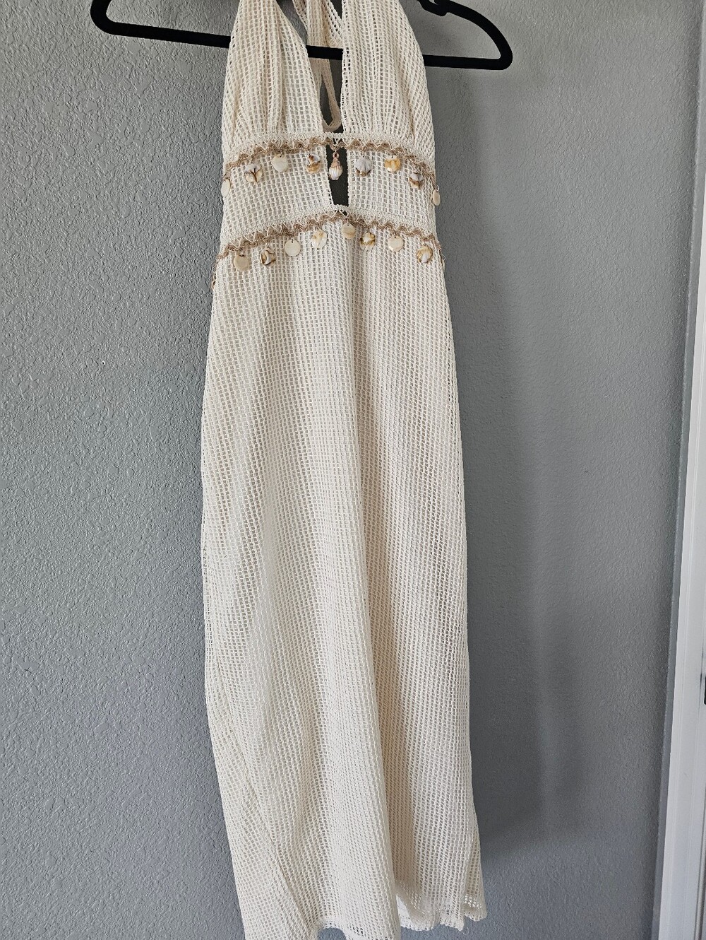 12th Tribe Ivory Shell Embellished Midi Dress Seashells & Wedding Bells
